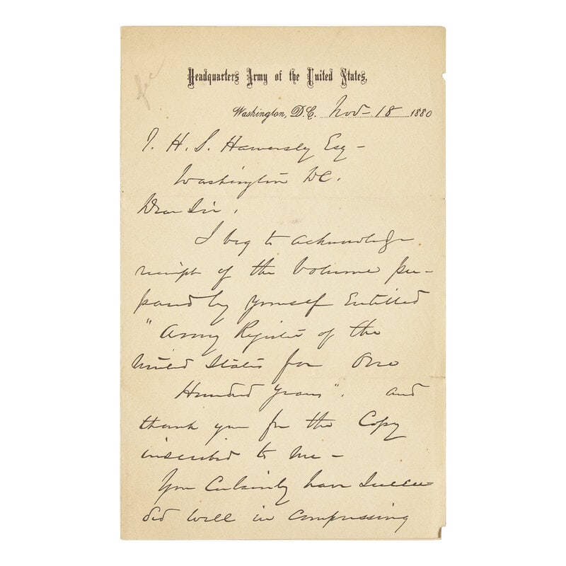 [Civil War] Sherman, William T. Autograph Letter, Signed (1 of 2)