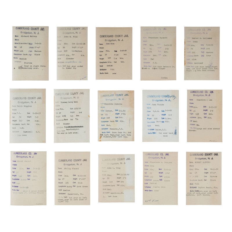 [Crime and Punishment] Group of 43 Mugshots from the Cumberland County Jail, ca. 1950s - 2