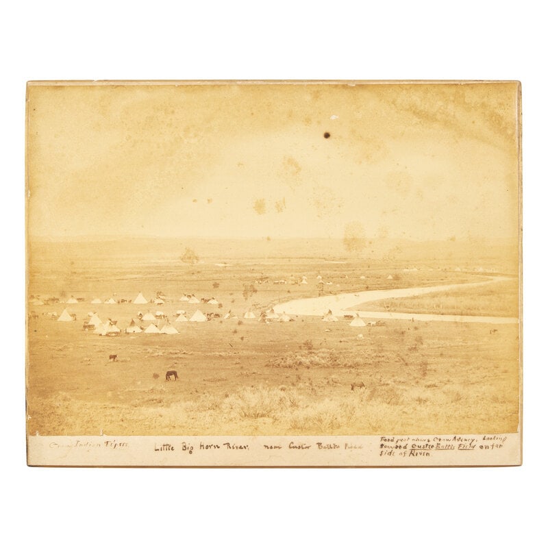 [Custer, George A.] Little Big Horn River; near Custer Battle Field: [Custer, George A.] Little Big Horn River; near Custer Battle Field No place, no date (but post 1876). Large sepia photograph, 12 3/4 x 13 3/4 in. (324 x 349 mm). Titled in manuscript below image, "Li