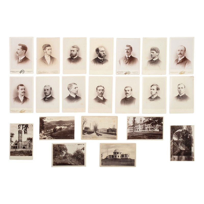 [Early Photography] Group of Photographs of Academics Taken at Dartmouth, Columbia, Phillips Academ: [Early Photography] Group of Photographs of Academics Taken at Dartmouth, Columbia, Phillips Academy, and more Lot comprised of approx. 80 items, including CDVs, cabinet cards, a Columbia Class Book w