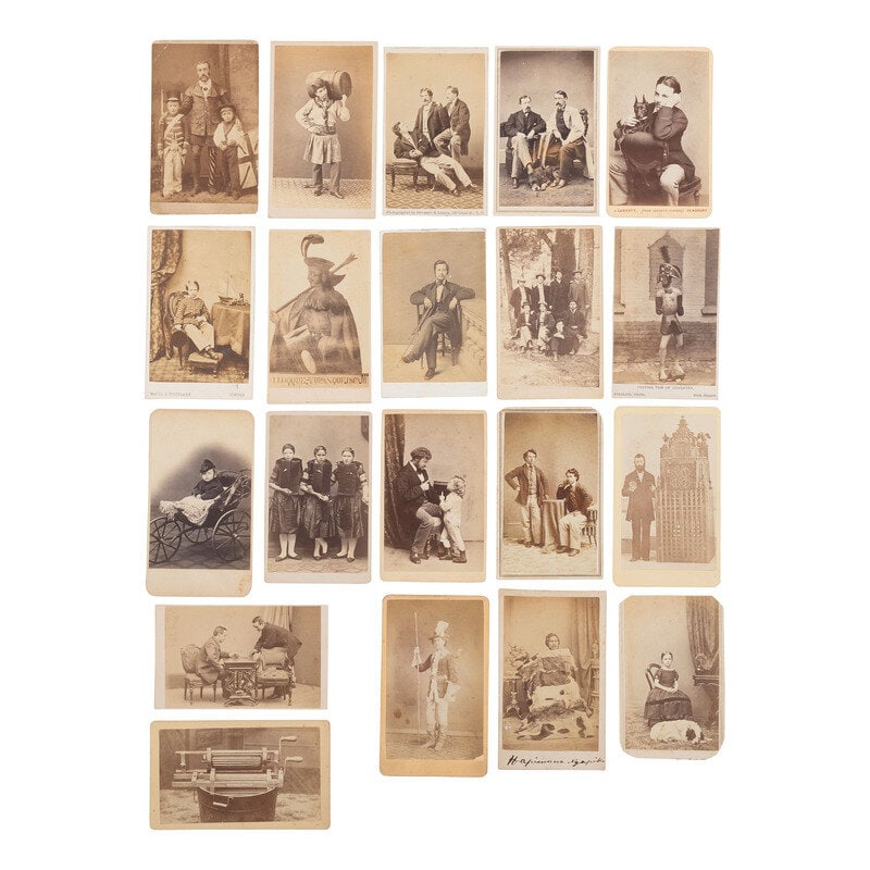 [Early Photography] Group of 80 Carte de Visites of American and European Subjects : [Early Photography] Group of 80 Carte de Visites of American and European Subjects Approx. 80 CDVs of unidentified men, women, children, and objects, taken by photographers/studios throughout the