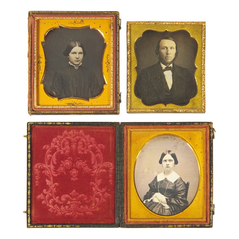 [Early Photography] Group of 40 Sixth Plate Daguerreotypes of Men and Women.  (1 of 4)