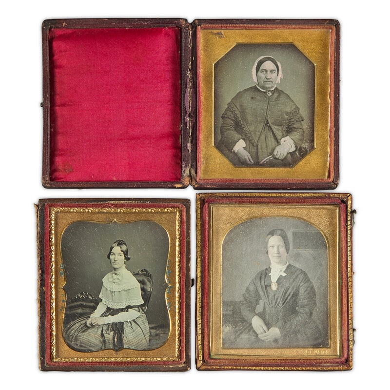 [Early Photography] Group of 27 Sixth Plate Daguerreotypes of Women. : [Early Photography] Group of 27 Sixth Plate Daguerreotypes of Women. Publishers and subjects mostly unidentified. All sixth plate size. Some without cases. Conditions vary. Including: Seated pose