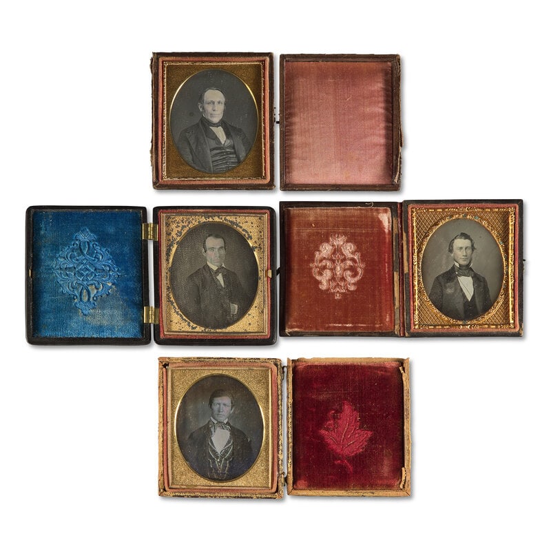 [Early Photography] Group of 39 Sixth Plate Daguerreotypes of Men (1 of 2)
