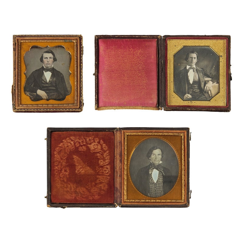 [Early Photography] Group of 22 Sixth Plate Daguerreotypes of Men  (1 of 4)