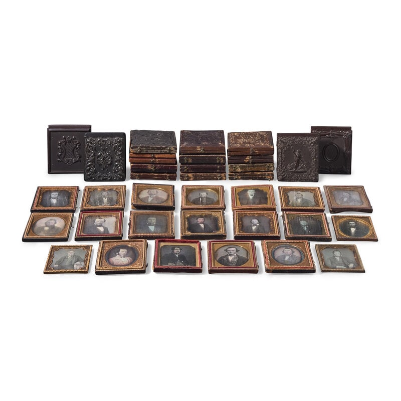 [Early Photography] Group of 36 Sixth Plate Daguerreotypes of Men with Unique Hairstyles or Facial H - 2