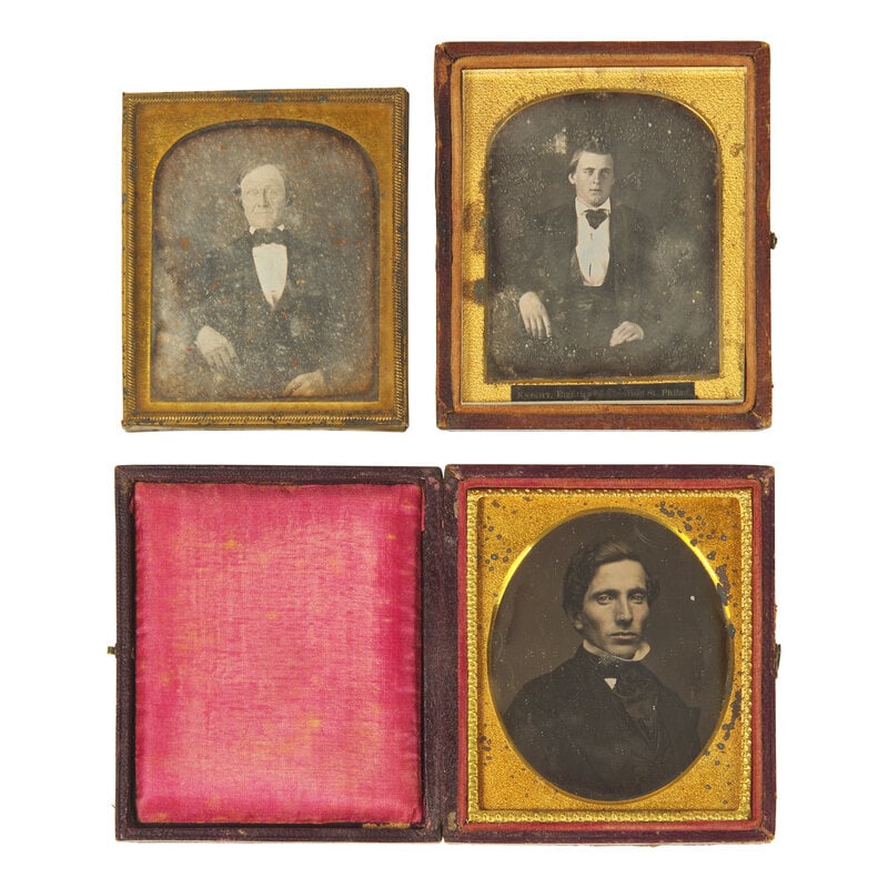 [Early Photography] Group of 30 Sixth Plate Daguerreotypes of Men (1 of 2)