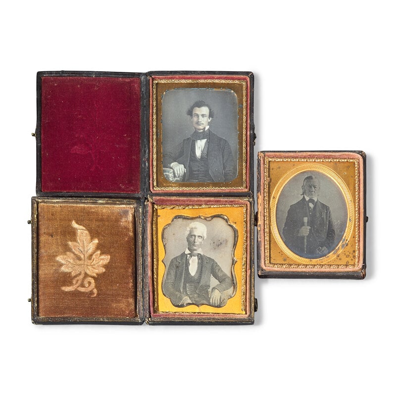 [Early Photography] Group of 35 Sixth Plate Daguerreotypes of Men (1 of 3)