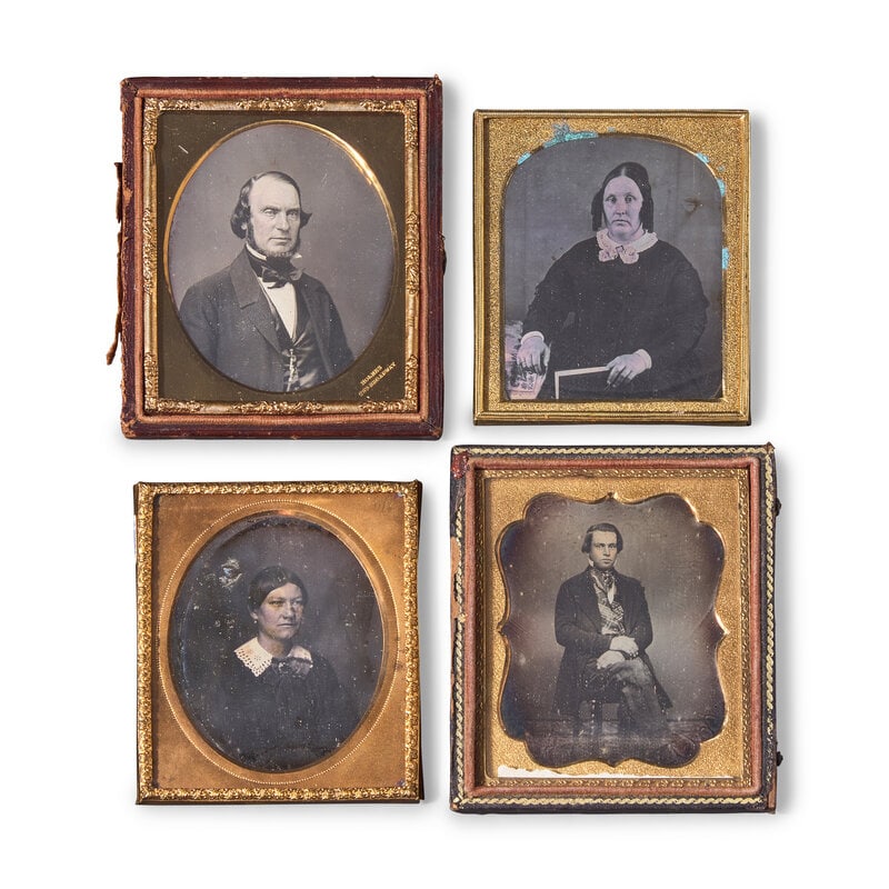 [Early Photography] Group of 44 Sixth Plate Daguerreotypes of Men and Women (1 of 2)