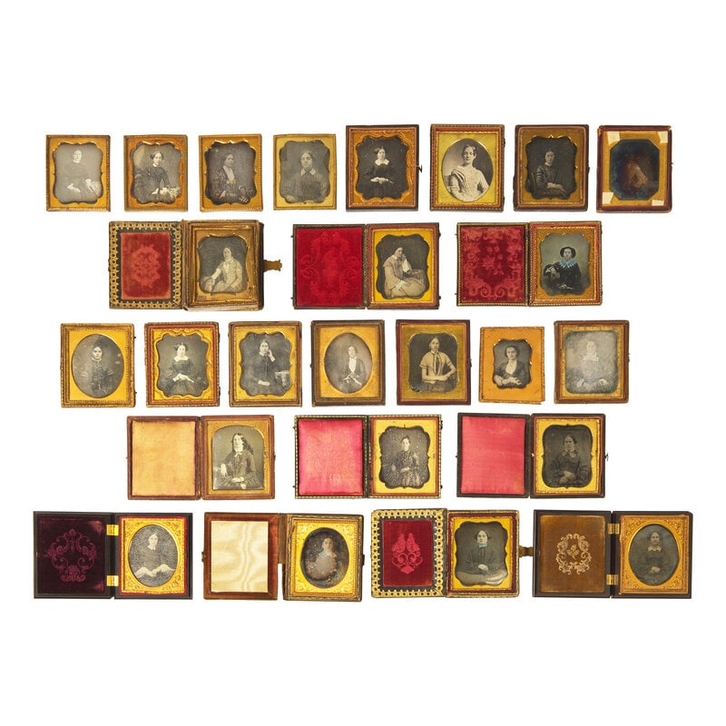 [Early Photography] Group of 32 Sixth Plate Daguerreotypes of Women  - 2
