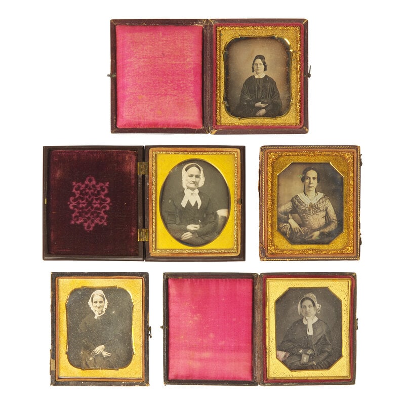 [Early Photography] Group of 26 Daguerreotypes of Women : [Early Photography] Group of 26 Daguerreotypes of Women Publishers and subjects unidentified, ages vary. All sixth plate size. Some without cases. Conditions vary. Including: Seated pose of an o