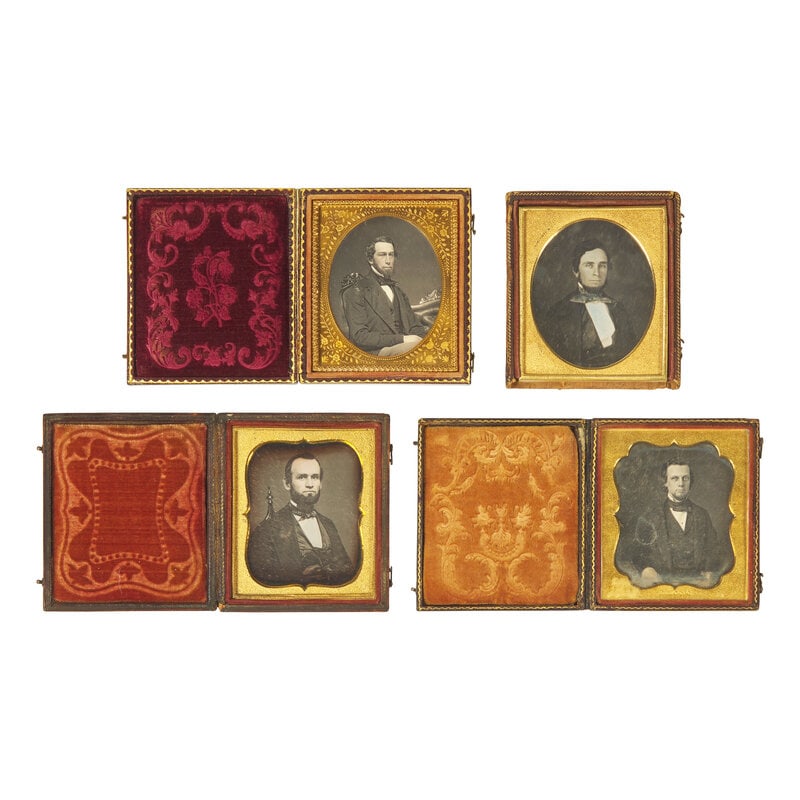 [Early Photography] Group of 25 Sixth Plate Daguerreotypes of Men with Facial Hair (1 of 2)