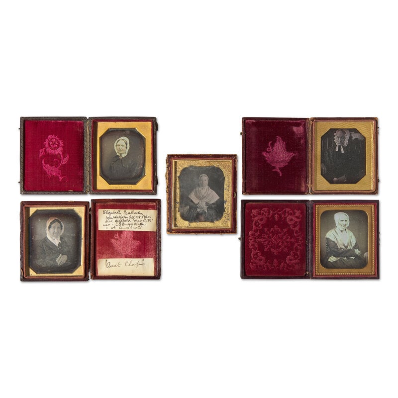 [Early Photography] Group of 40 Sixth Plate Daguerreotypes of Old Women (1 of 2)