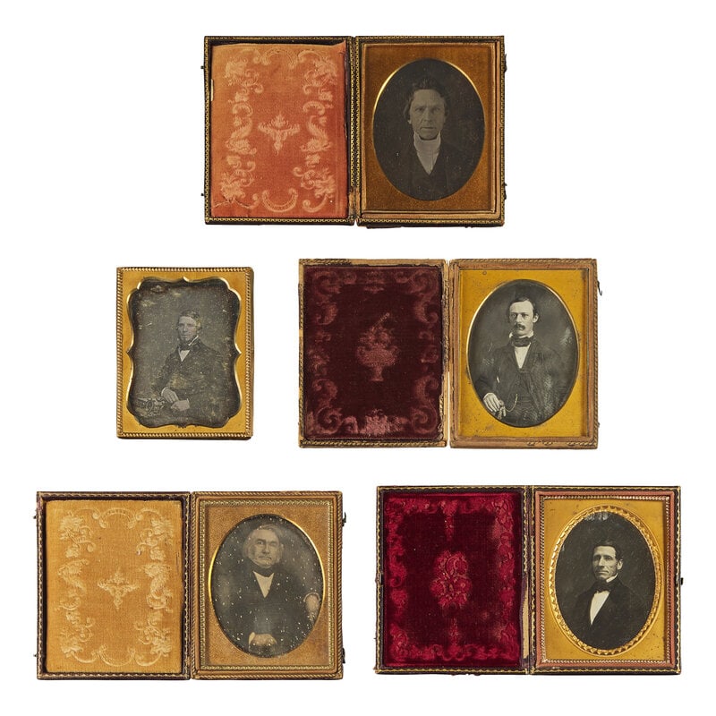 [Early Photography] Group of 36 Quarter Plate Daguerreotypes of Men  (1 of 3)