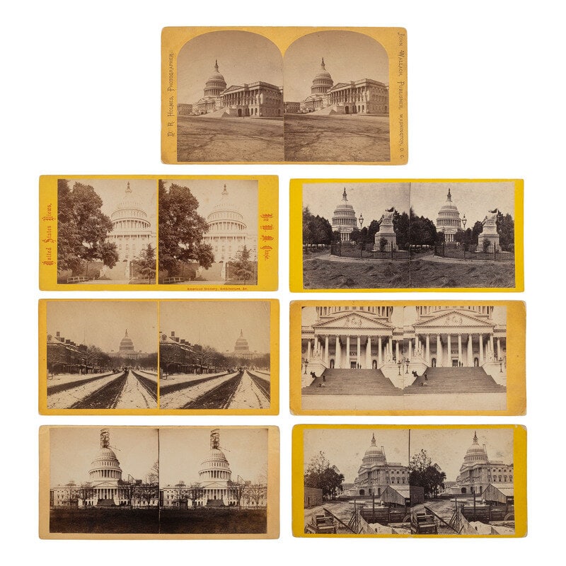 [Early Photography] Group of 110 Stereoviews of Washington, DC, and Boston, incl. Landmarks and Monu: [Early Photography] Group of 110 Stereoviews of Washington, DC, and Boston, incl. Landmarks and Monuments 110 stereoviews on cardstock mounts by various photographers and publishers, including
