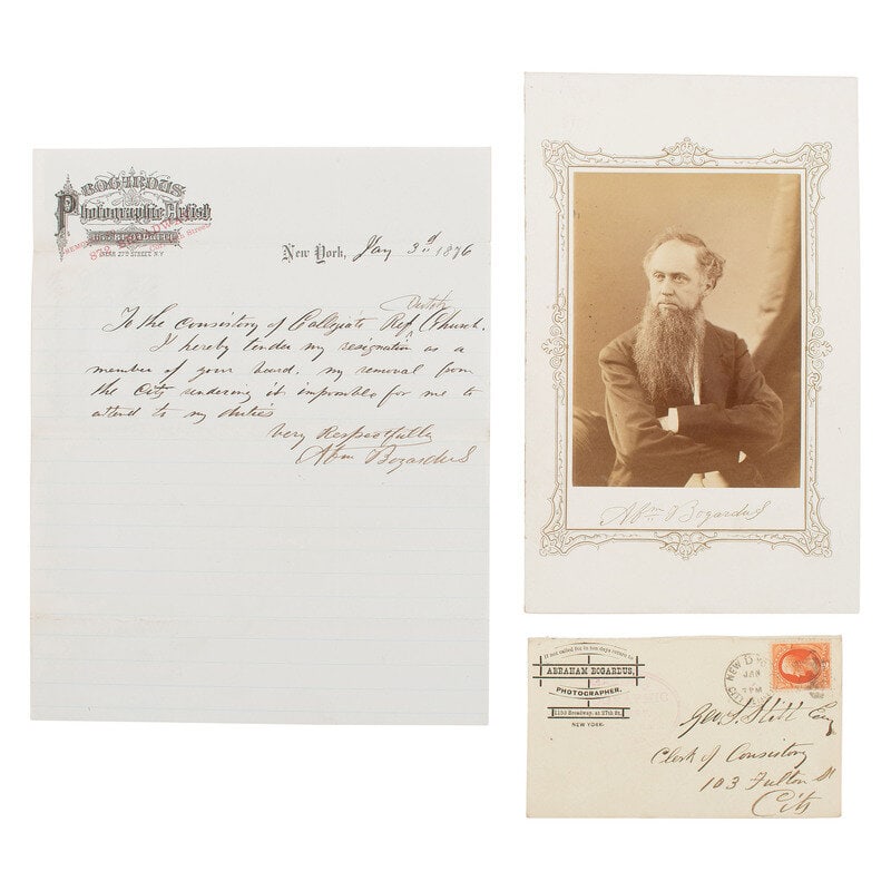 [Early Photography] Group of Items Identified to 19th century Photographers, incl. Abraham Bogardus.: [Early Photography] Group of Items Identified to 19th century Photographers, incl. Abraham Bogardus. Lot comprised of the following: 3 items identified to American daguerreotypist, Abraham