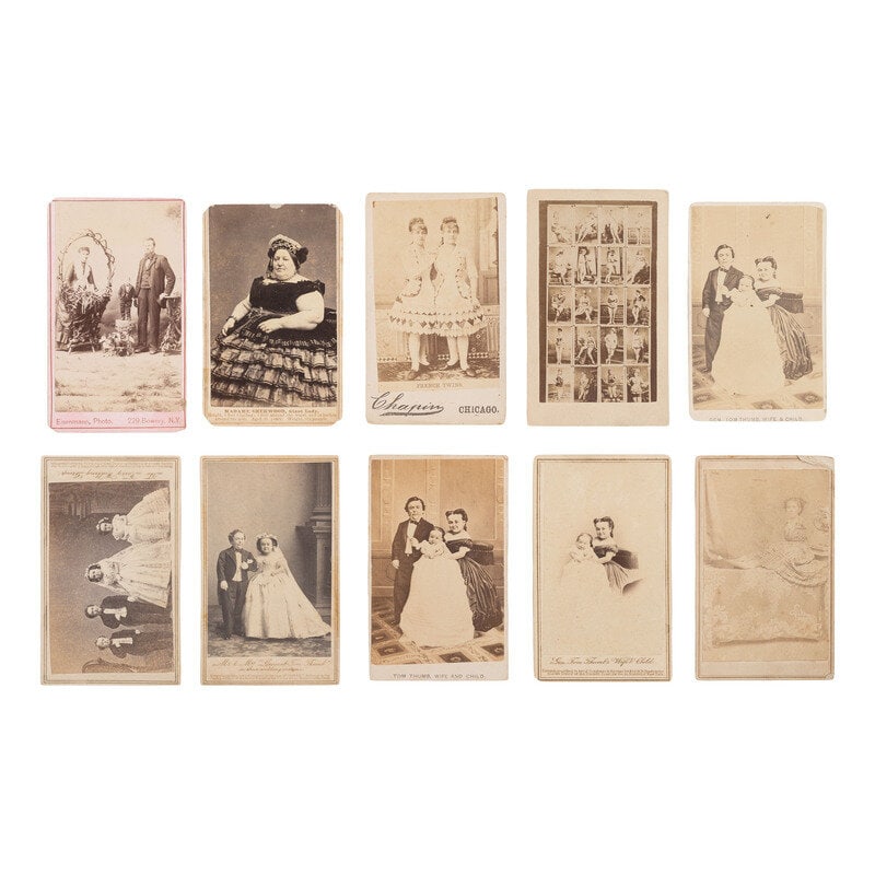 [Early Photography] Ten Carte de Visites, Circus Performers and Sideshow Acts, incl. Signed View of : [Early Photography] Ten Carte de Visites, Circus Performers and Sideshow Acts, incl. Signed View of Ann Leak. Lot comprised of 10 CDVs of circus performers and side show acts. Photographers/publishers