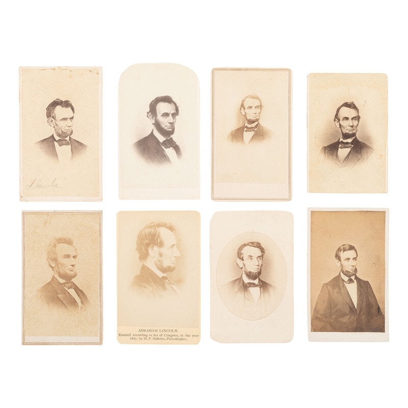 [Lincoln, Abraham] Group of Eight Carte de Visites of Lincoln, incl. Last Known Photo by Henry F. Wa (1 of 2)
