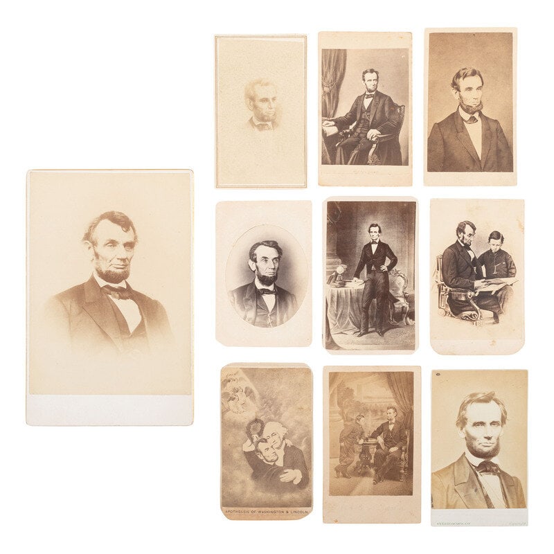 [Lincoln, Abraham] Group of Eight Images of Lincoln, incl. Cabinet Card by Berger.  (1 of 2)