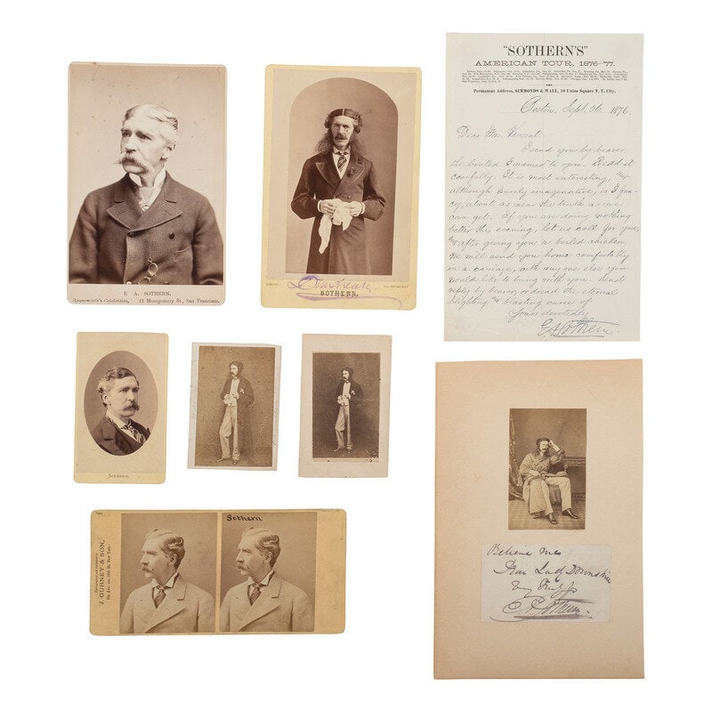 [Lincoln, Abraham] Group of 16 Items Related to Ford's Theatre Performers, incl. Sothern and Keene. (1 of 2)