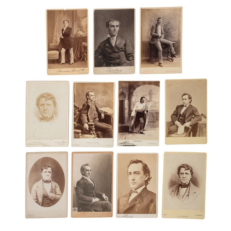 [Lincoln, Abraham] Group of 29 Items Related to the Booth family incl. Junius, Edwin, and John W. Bo: [Lincoln, Abraham] Group of 29 Items Related to the Booth family incl. Junius, Edwin, and John W. Booth. Lot comprised of 29 items, including photographs, autographs, and broadsides identified to the