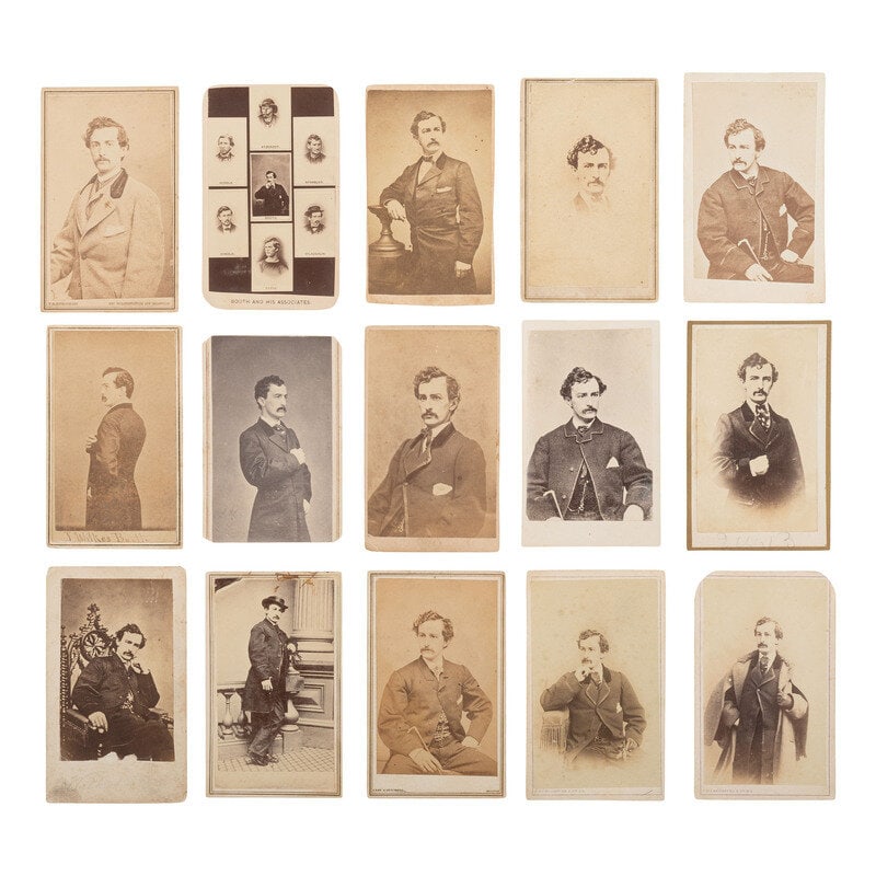 [Lincoln, Abraham] Photographic Study of John Wilkes Booth in 15 Carte de Visites  (1 of 2)