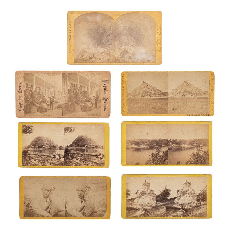 [Native Americana] Group of 7 Stereoviews of Native Americans and Western U.S. incl. Little Six: [Native Americana] Group of 7 Stereoviews of Native Americans and Western U.S. incl. Little Six 7 stereoviews. Conditions fair to good, with some soiling, toning, edge and corner wear to mounts. 