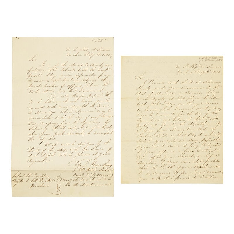 [Paulding, Hiram] Patterson, Daniel T. Pair of Letters, signed (1 of 1)