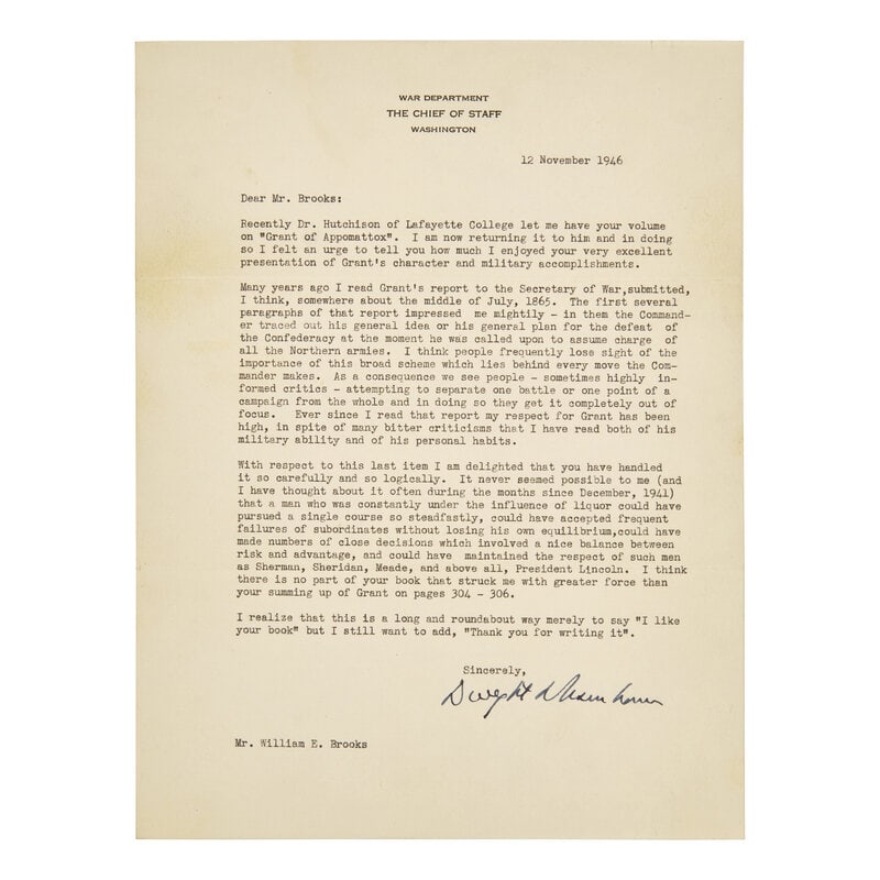[Presidential] Eisenhower, Dwight D. Typed Letter, signed (1 of 1)