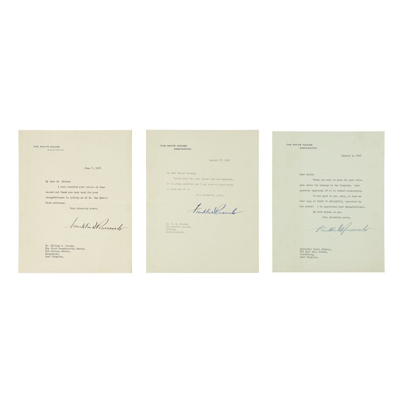 [Presidential] Roosevelt, Franklin D. Group of Three Typed Letters, signed  (1 of 4)