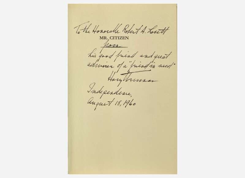 [Presidential] Truman, Harry S.: Mr. Citizen: [Presidential] Truman, Harry S.: Mr. Citizen (New York): Bernard Geis Associates, (1960). Author's Edition (one of only 100 special limited edition copies for Truman's personal dispersal to