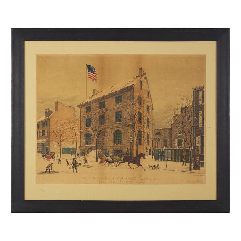 [Prints] (Scott, Thomas M.) Commissioner's Hall, Northern Liberties: [Prints] (Scott, Thomas M.) Commissioner's Hall, Northern Liberties Philadelphia: P.S. Duval and Co. (ca. 1852). Hand-colored lithograph, 19 1/2 x 25 1/2 in. (sight). (495 x 648 mm.) Toned, with a few