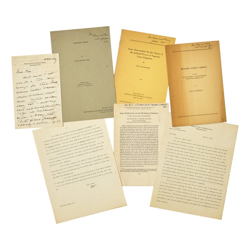 [Supreme Court] Frankfurter, Felix. Group Six Letters or Signed Pamphlets (1 of 1)