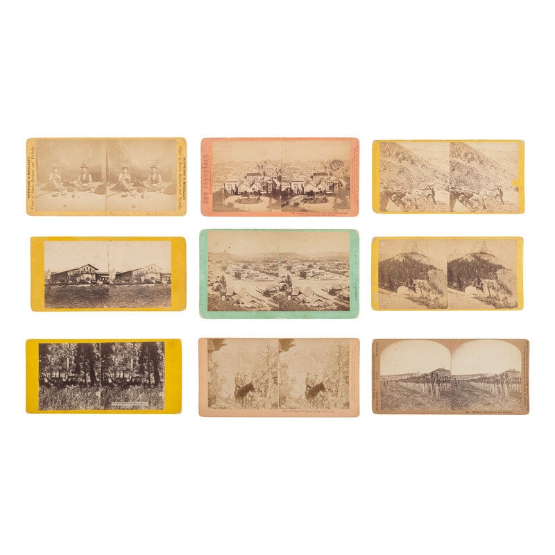 [Western Americana] Group of 9 Stereoviews of Mining, City, and Landscape scenes, incl. Views of T.C: [Western Americana] Group of 9 Stereoviews of Mining, City, and Landscape scenes, incl. Views of T.C. Roche. 9 stereoviews with western content. Conditions generally good with toning, occasional