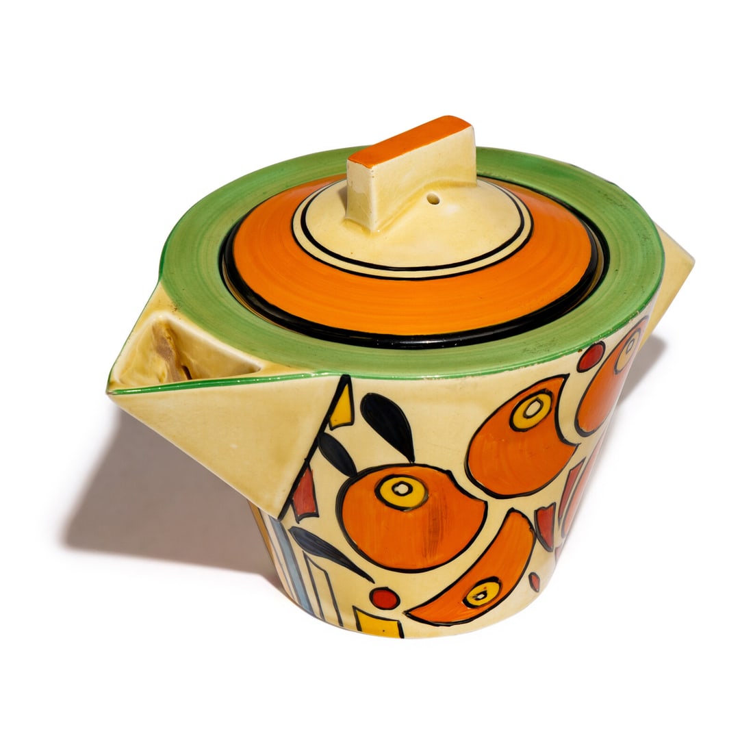Clarice Cliff (English, 1899-1972) Orange Battle pattern Conical Teapot, c. 1929 (1 of 5)