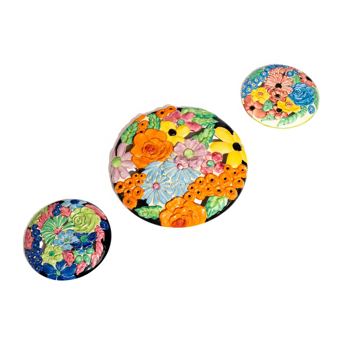 Clarice Cliff (English, 1899-1972) Bouquet Wall Medallions, collection of three, c. 1935 (1 of 5)