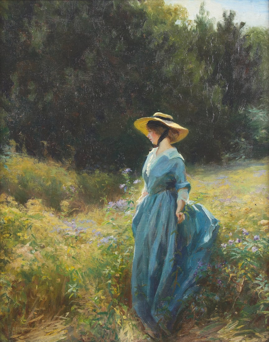 Lydia Field Emmet (American, 1866-1952) Lady in the Garden: Lydia Field Emmet (American, 1866-1952) Lady in the Garden oil on canvas 25 x 20 inches. This lot is located in Philadelphia. Provenance: Private Collection, New York