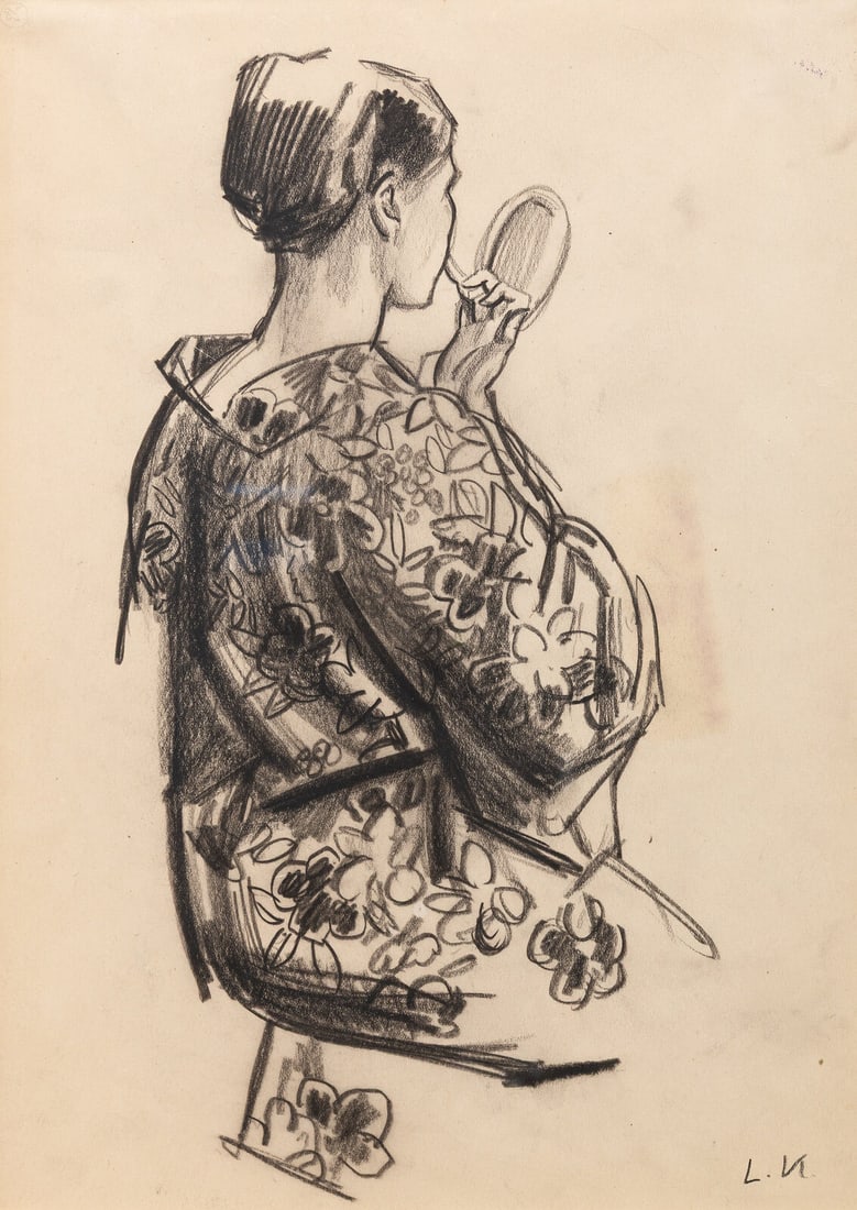 Dame Laura Knight (British, 1877-1970) Woman in Kimono; Together with a Companion (Two Works): Dame Laura Knight (British, 1877-1970) Woman in Kimono; Together with a Companion (Two Works) each: charcoal on paper (2) each: signed with initial LK (lower right) Largest, sheet size (sight): 13 1/2
