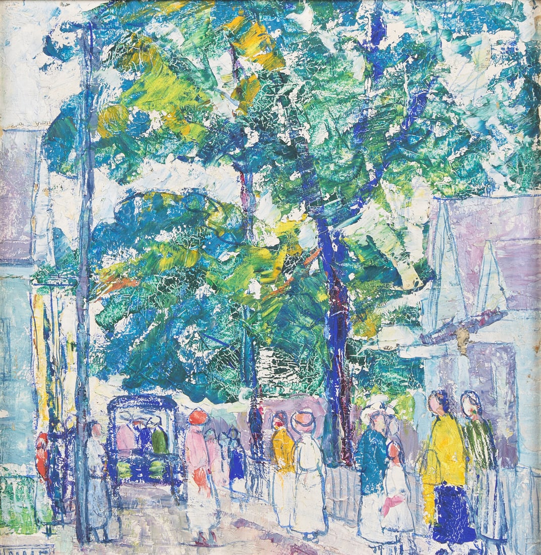 Nancy Ferguson (American, 1869-1967) Provincetown: Nancy Ferguson (American, 1869-1967) Provincetown oil on board initialed NMF (lower left) 12 x 11 3/4 inches. This lot is located in Philadelphia. Provenance: Private Collection, Pennsylvania