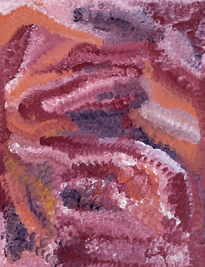 Emily Kame Kngwarreye (Australian, c. 1910-1996) My Country, 1994: Emily Kame Kngwarreye (Australian, c. 1910-1996) My Country, 1994 polymer on canvas 36 x 47 inches. This lot is located in Chicago. This lot is accompanied by a Certificate of Authenticity from the Ab