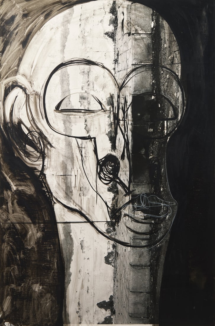 Huma Bhabha (Pakistani, b. 1962) Untitled, 2010: Huma Bhabha (Pakistani, b. 1962) Untitled, 2010 ink on black and white photograph 60 3/4 x 40 3/8 inches. Property from a Distinguished Private Collection, New York This lot is located in Philadelphia