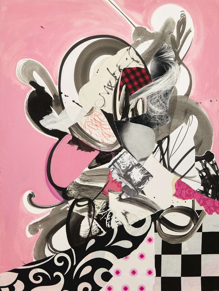 Shinique Smith (American, b. 1971) Pink World, 2008: Shinique Smith (American, b. 1971) Pink World, 2008 ink, acrylic and collage on paper 30 x 23 inches. Property from a Distinguished Private Collection, New York This lot is located in Philadelphia.