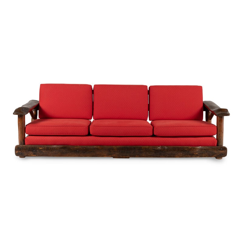 A Burlwood Sofa in the Style of Thomas Molesworth: A Burlwood Sofa in the Style of Thomas Molesworth Height 33 x width 102 x depth 36 inches. From an Old Hollywood Family This lot is located in Chicago. 