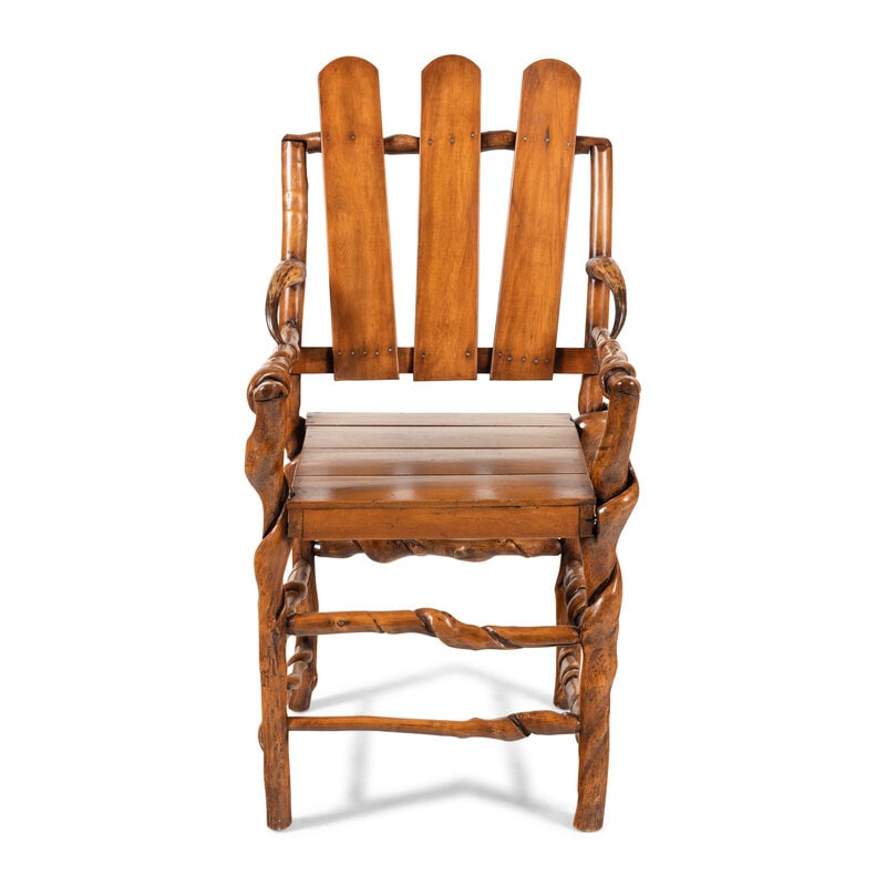 A Folk Art Root Chair: A Folk Art Root Chair 19th Century Height 41 x width 23 x depth 25 inches. From an Old Hollywood Family This lot is located in Chicago. 