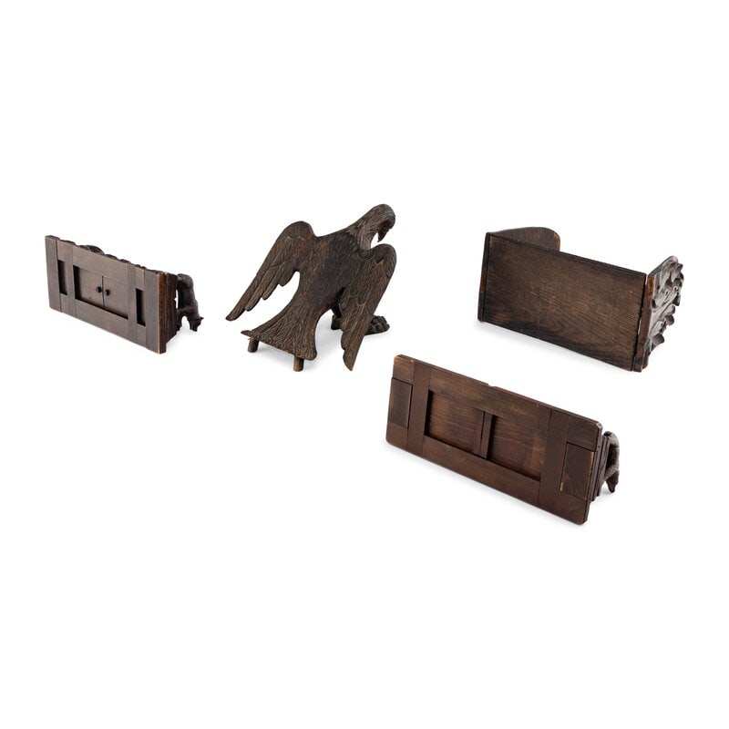 A Group of Four Black Forest Carved Book Racks and Stands - 2