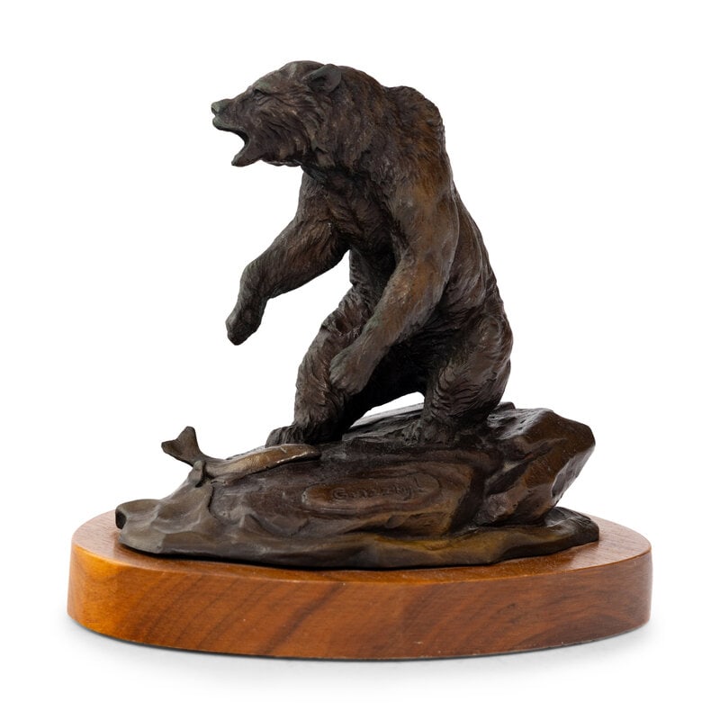 Clark Bronson (American, 20th Century) Grizzly: Clark Bronson (American, 20th Century) Grizzly Bronze signed Clark Bronson, copyrighted and dated 1981 and numbered 68/150 Bronze height 5 1/2 x width 6 inches. From an Old Holly