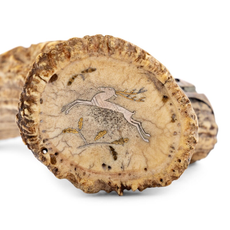 A German Silver Stag Horn Flint Strike and Cigar Cutter - 4