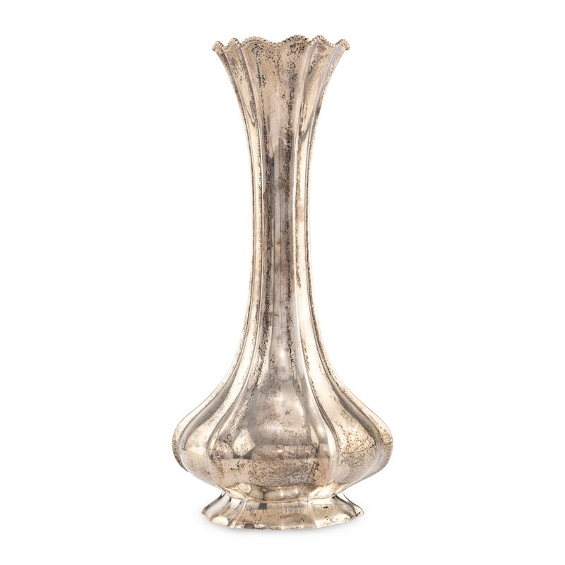 A Reed and Barton Silver Fluted Vase: A Reed and Barton Silver Fluted Vase Taunton, Massachusetts, 20th Century height 11 1/2 inches. 16 ozt. From an Old Hollywood Family This lot is located in Chicago. 