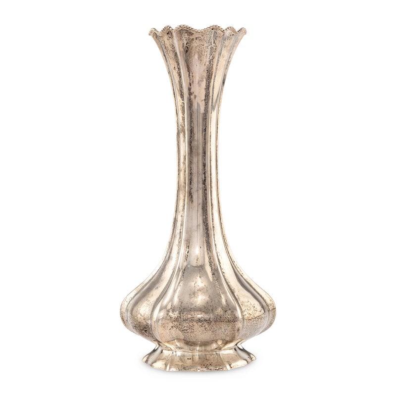 A Reed and Barton Silver Fluted Vase - 2