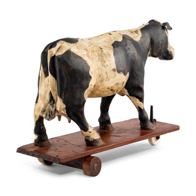 An Early Carved Cow Pulltoy - 2